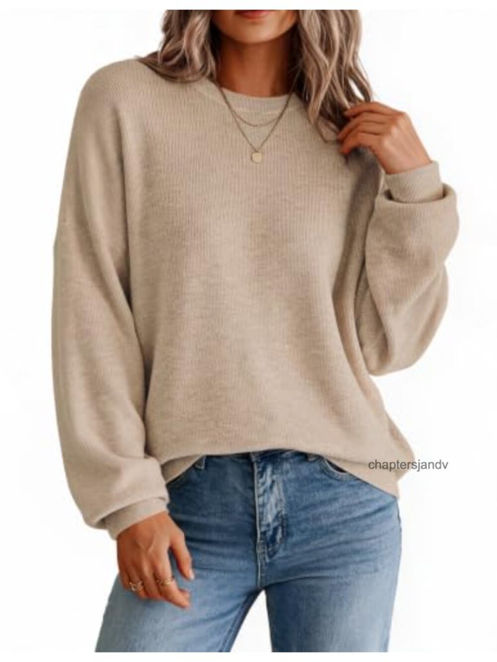 Oversized Knit Sweater Crewneck Long Sleeve Pullover Fall Winter